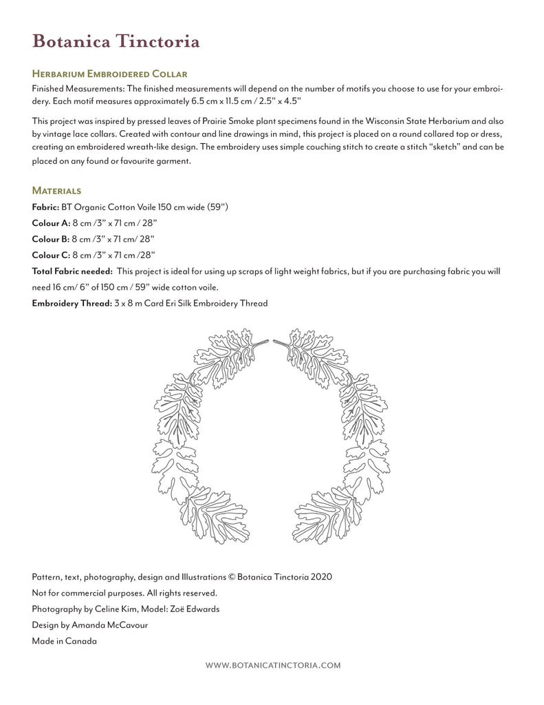 Herbarium Embroidered Collar Embroidery Pattern