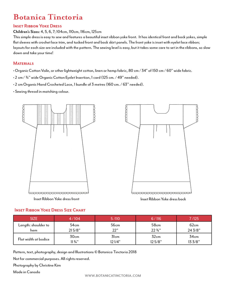 Inset Ribbon Yoke Sewing Pattern