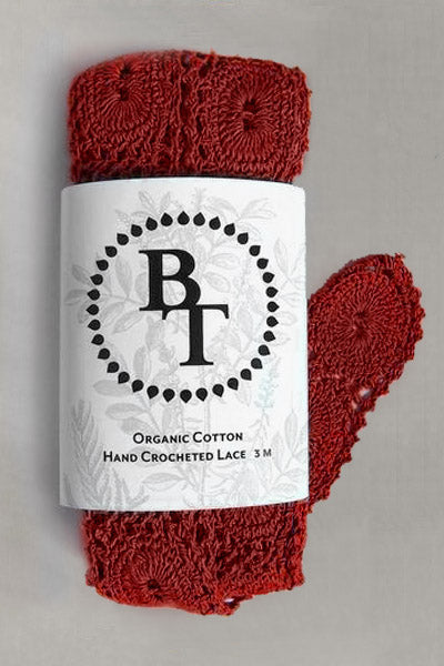 Hand Crocheted Organic Cotton Lace #23: 5cm wide