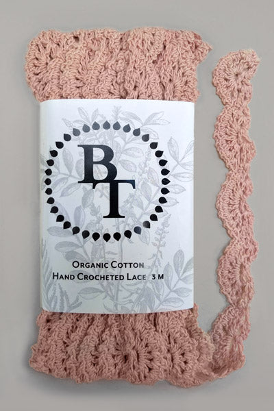 Hand Crocheted Organic Cotton Lace #30: 2 cm wide